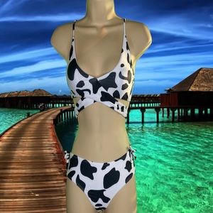 XS bikini. Cow print.
